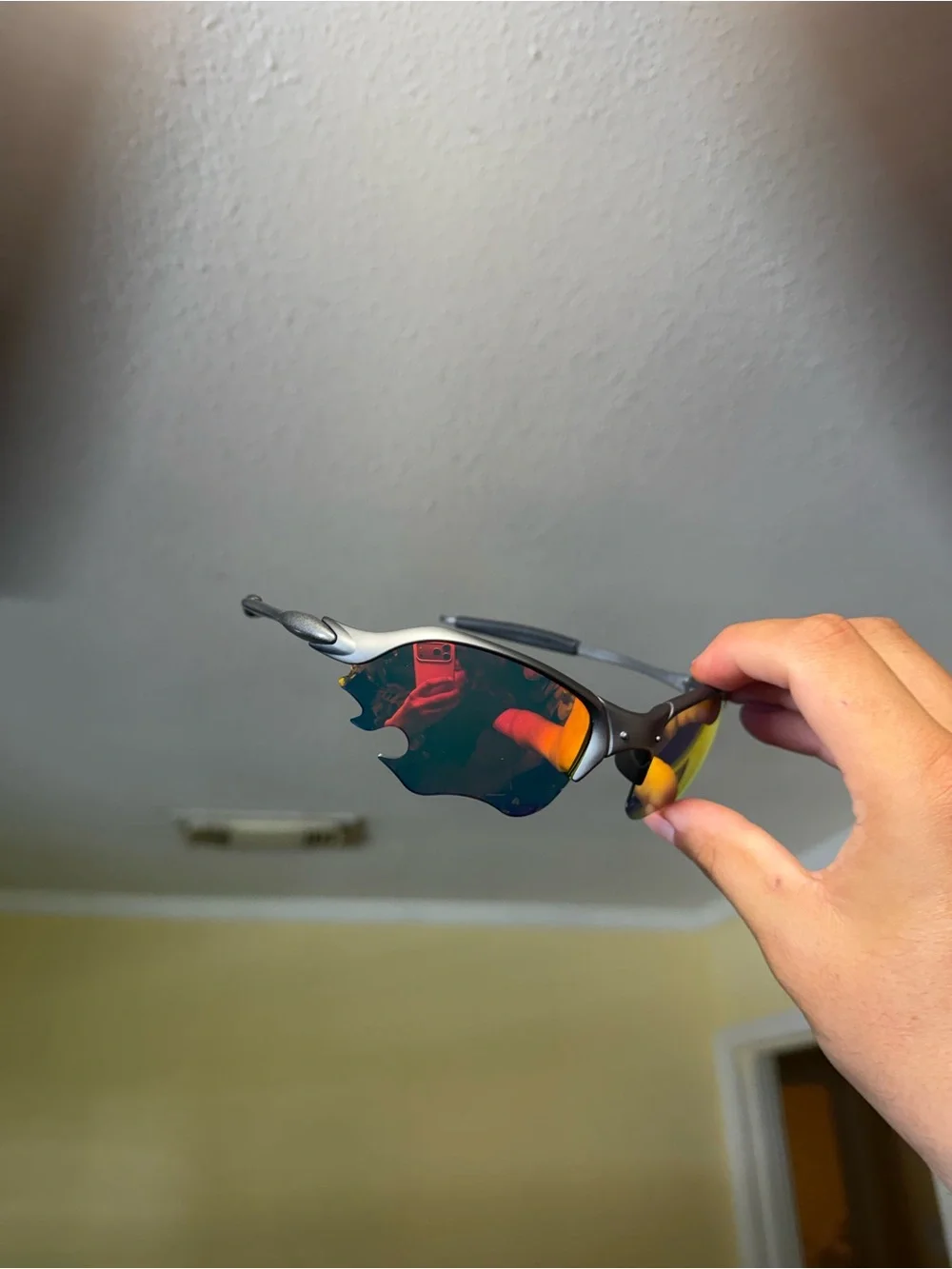 Men's Sport Sunglasses with Mirrored Orange-Red Lenses Oakleys